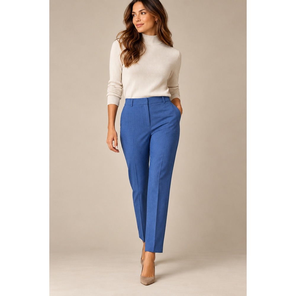 Talbots Hampshire Ankle Pants Blue Straight Leg Stretch Trousers Size 12 NEW
